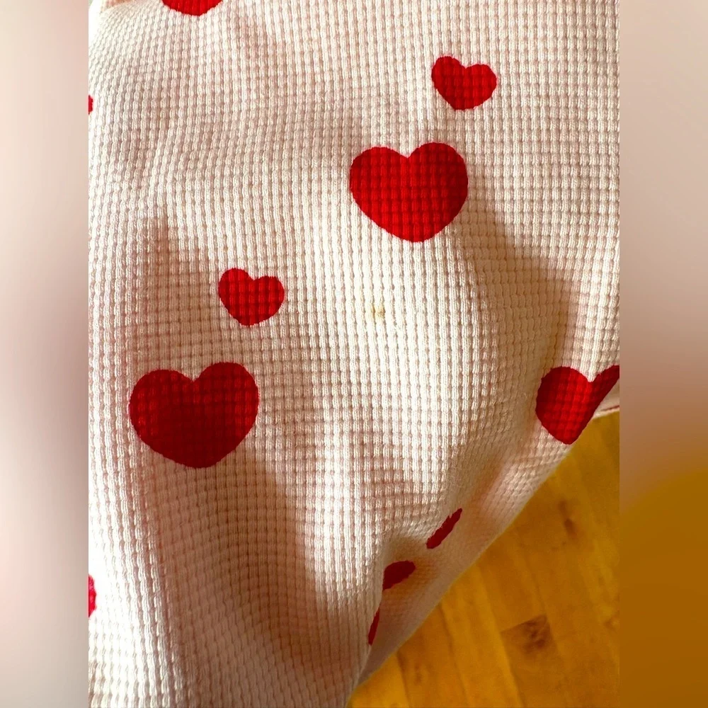 Monica + Andy Maternity Pink Robe with Red Hearts-